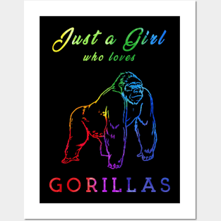 Cute Gorilla T-Shirt, Gift For Animal Lover, Women, Men, Girl, and Boy / watercolor Posters and Art